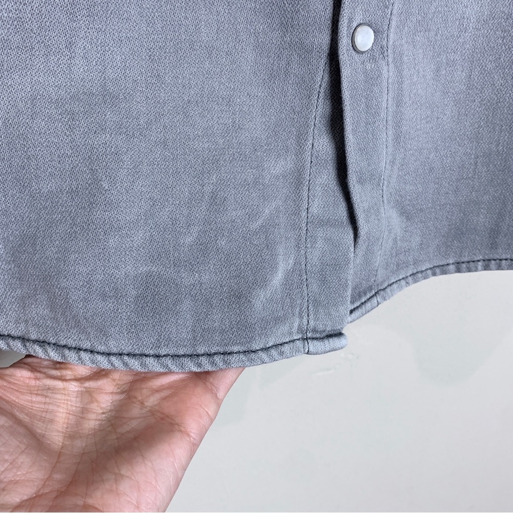 Ba&sh Danee Denim Shirt (Sz 3 / L) Puff Sleeve Button Down Light Grey - Picture 12 of 16